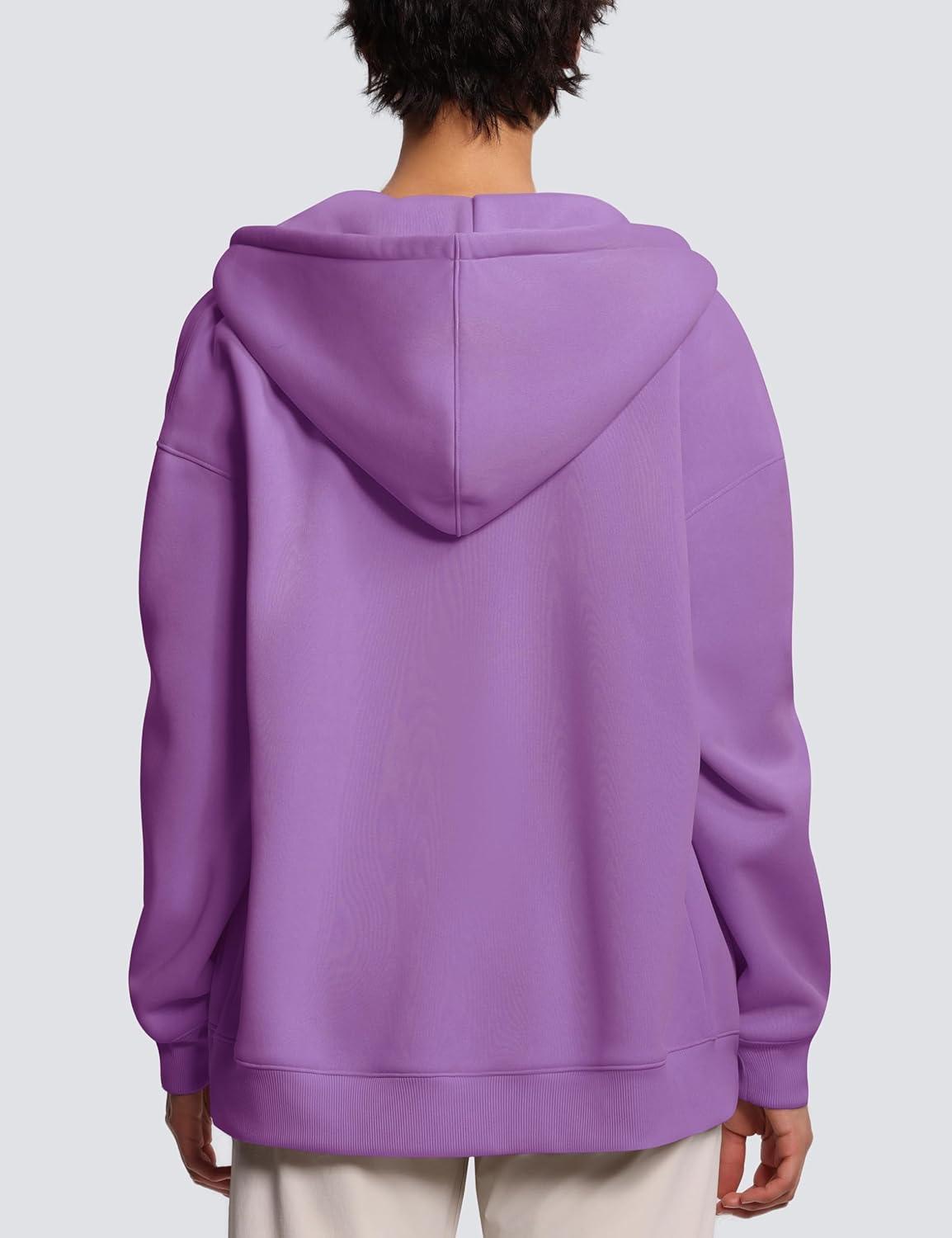 imageTHE GYM PEOPLE Womens Oversized Fleece Hoodies FullZip Workout Lounge Hooded Coats Fall Tops with Pockets DrawstringLavender Purple