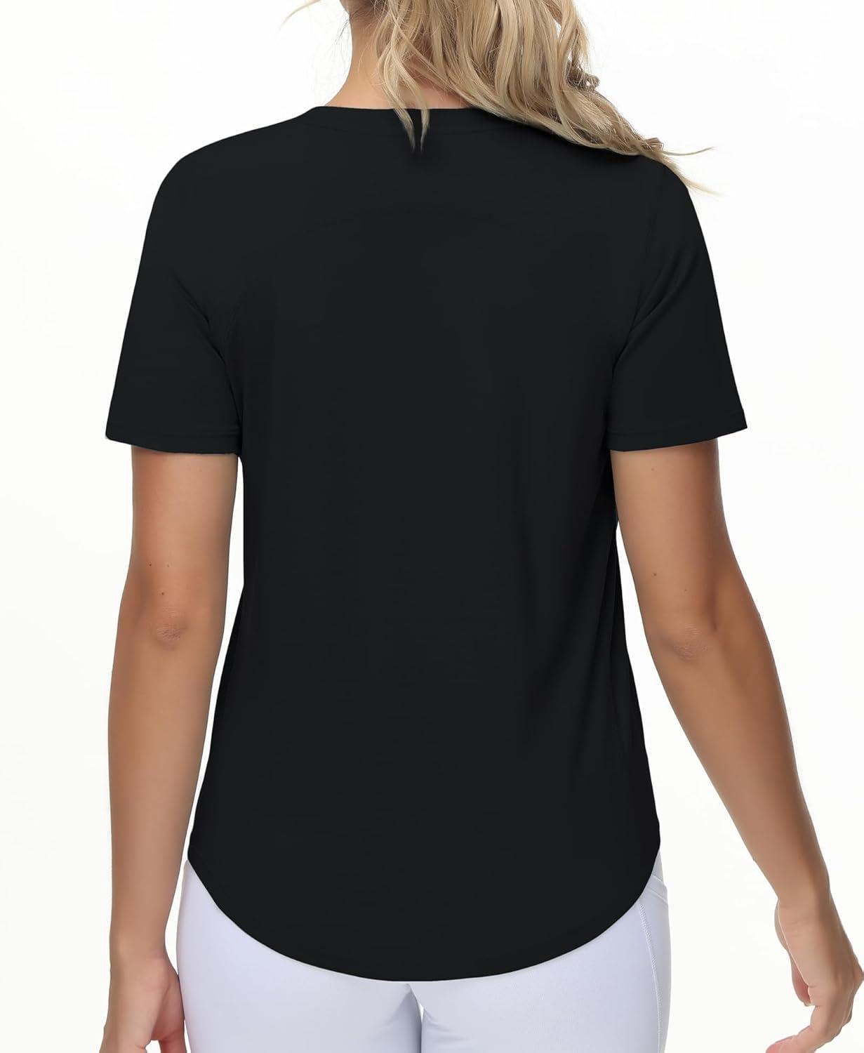 imageTHE GYM PEOPLE Womens Workout Short Sleeve Breathable TShirts Athletic Yoga Tee TopsBlack