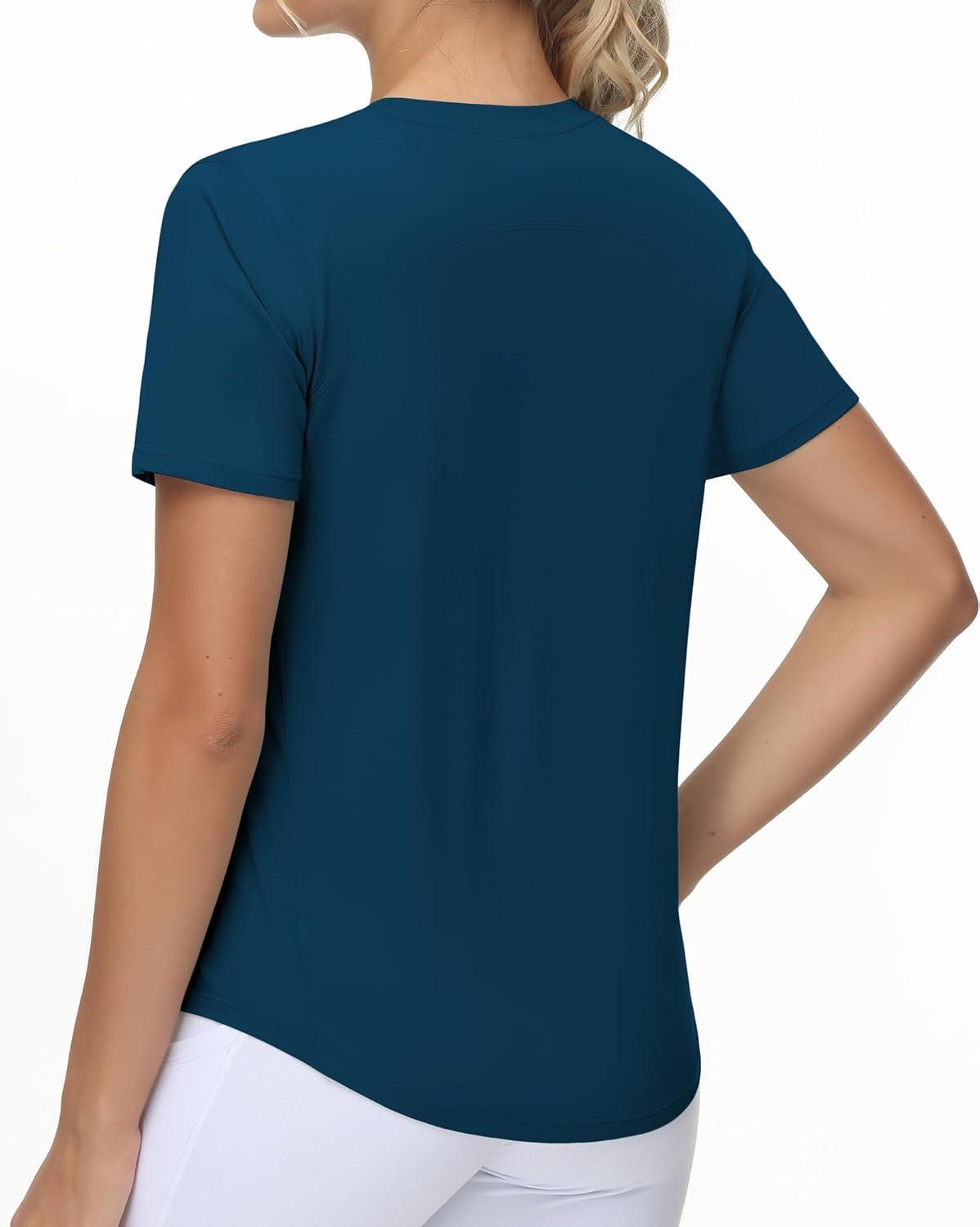 imageTHE GYM PEOPLE Womens Workout Short Sleeve Breathable TShirts Athletic Yoga Tee TopsDark Blue Green