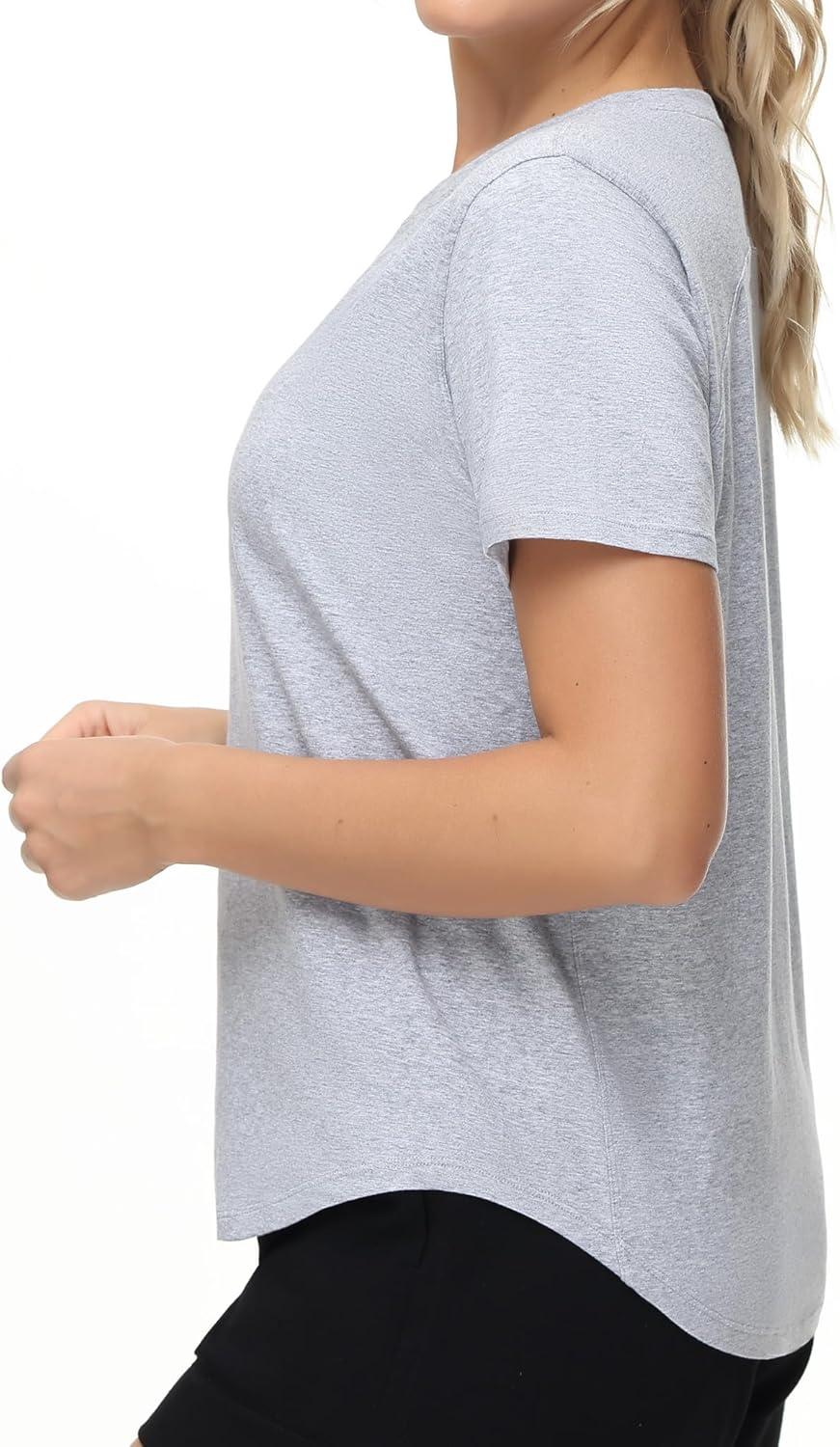 imageTHE GYM PEOPLE Womens Workout Short Sleeve Breathable TShirts Athletic Yoga Tee TopsHeather Grey