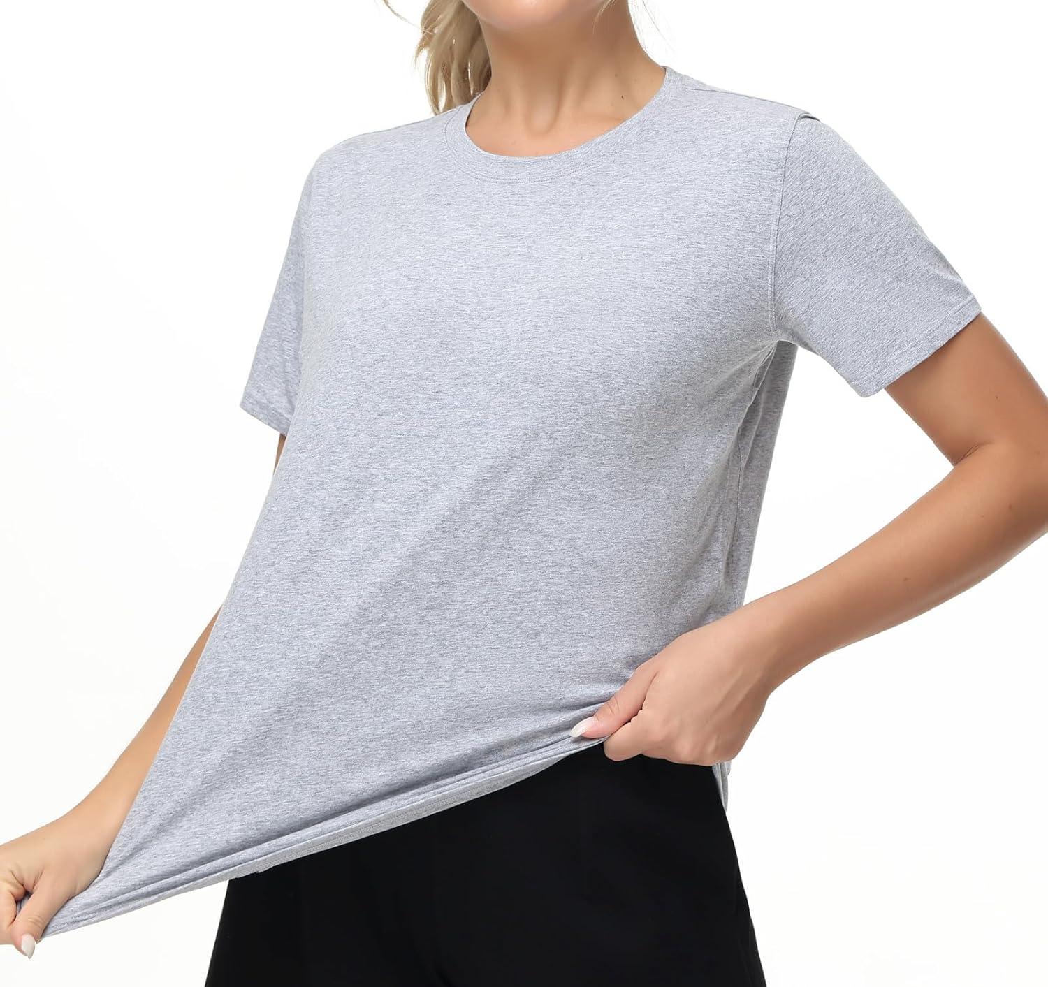 imageTHE GYM PEOPLE Womens Workout Short Sleeve Breathable TShirts Athletic Yoga Tee TopsHeather Grey