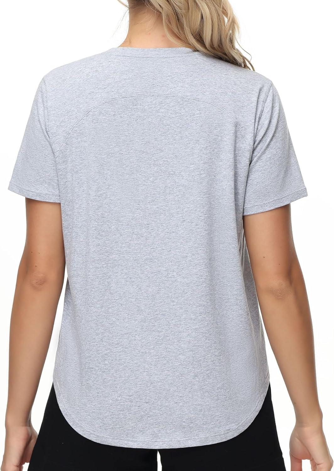imageTHE GYM PEOPLE Womens Workout Short Sleeve Breathable TShirts Athletic Yoga Tee TopsHeather Grey