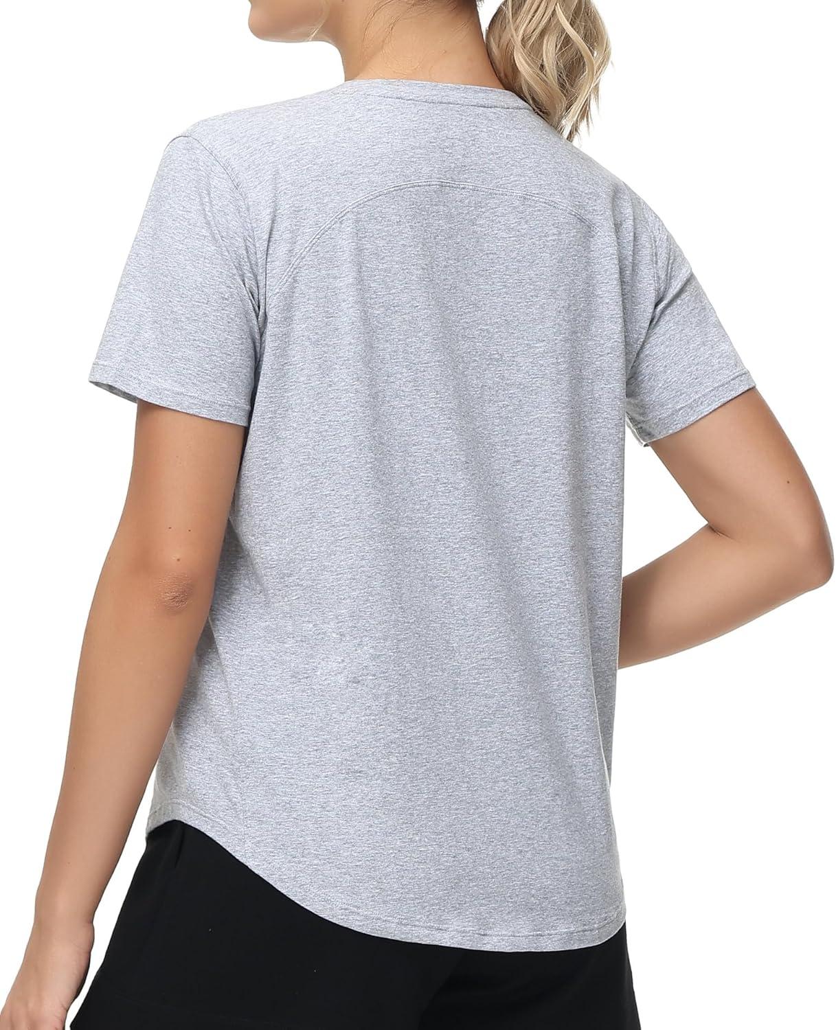 imageTHE GYM PEOPLE Womens Workout Short Sleeve Breathable TShirts Athletic Yoga Tee TopsHeather Grey