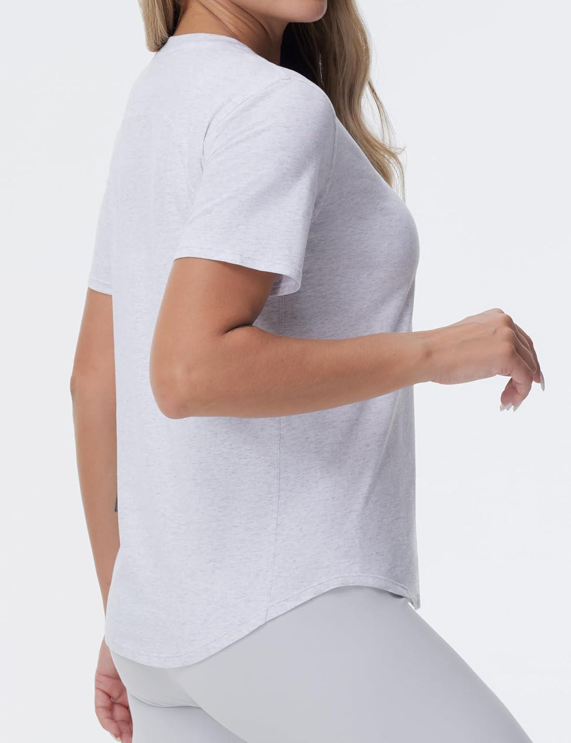 imageTHE GYM PEOPLE Womens Workout Short Sleeve Breathable TShirts Athletic Yoga Tee TopsHeather White