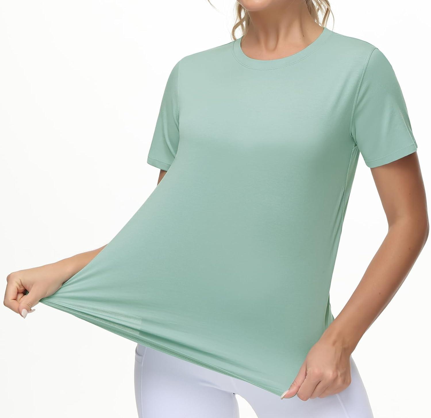 imageTHE GYM PEOPLE Womens Workout Short Sleeve Breathable TShirts Athletic Yoga Tee TopsLight Green