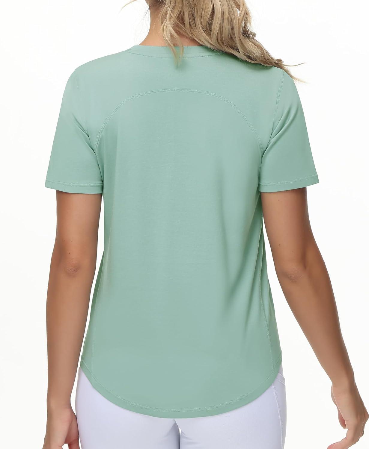 imageTHE GYM PEOPLE Womens Workout Short Sleeve Breathable TShirts Athletic Yoga Tee TopsLight Green
