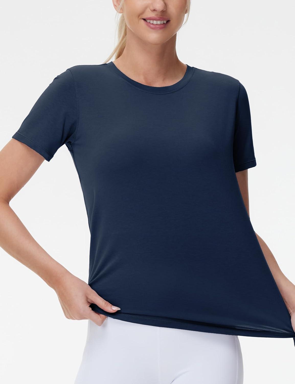 imageTHE GYM PEOPLE Womens Workout Short Sleeve Breathable TShirts Athletic Yoga Tee TopsNavy Blue