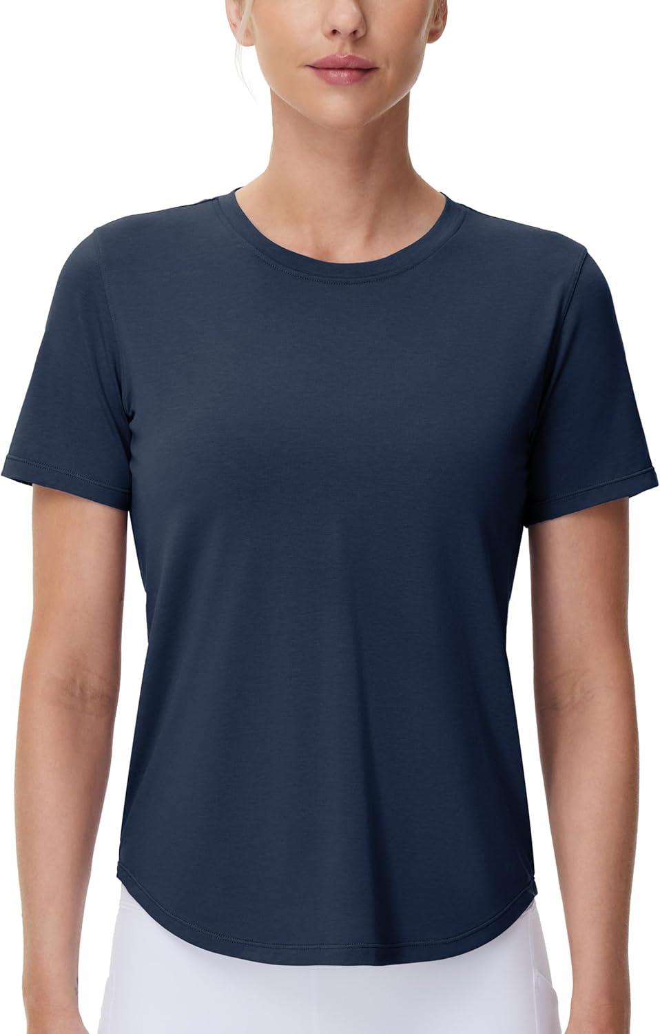 imageTHE GYM PEOPLE Womens Workout Short Sleeve Breathable TShirts Athletic Yoga Tee TopsNavy Blue