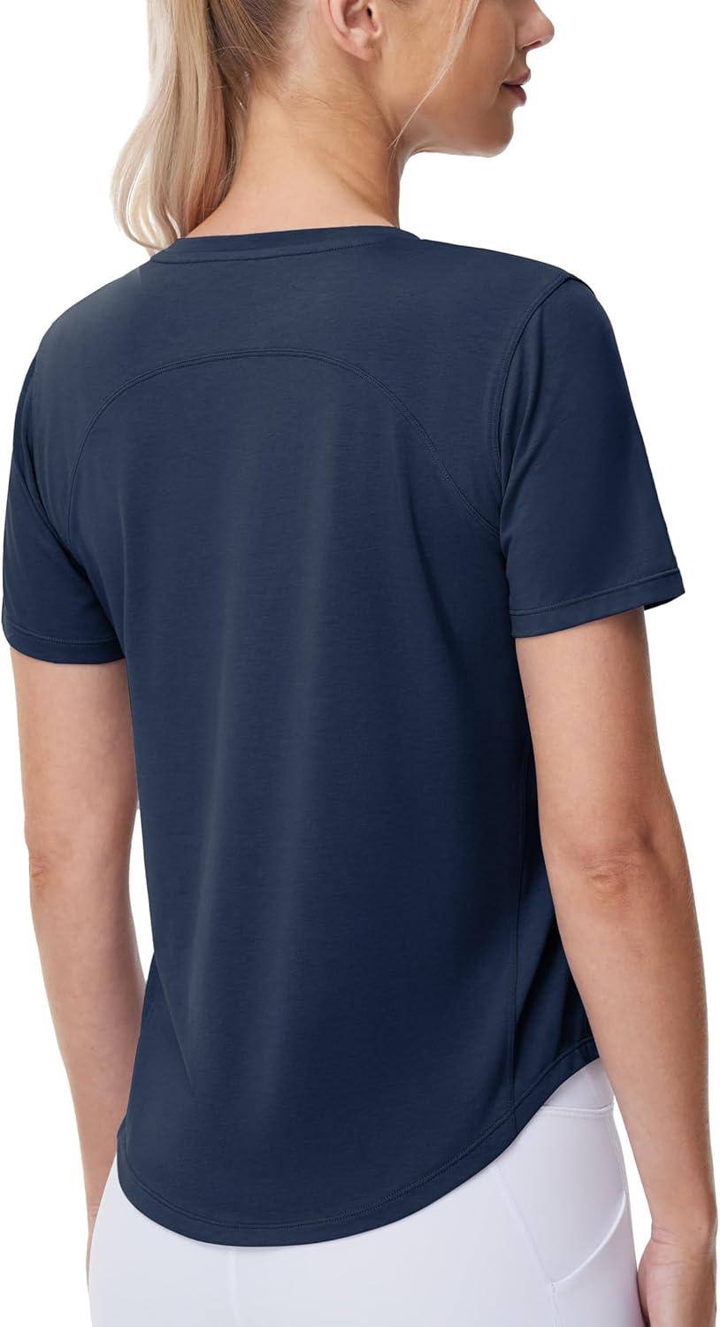 imageTHE GYM PEOPLE Womens Workout Short Sleeve Breathable TShirts Athletic Yoga Tee TopsNavy Blue
