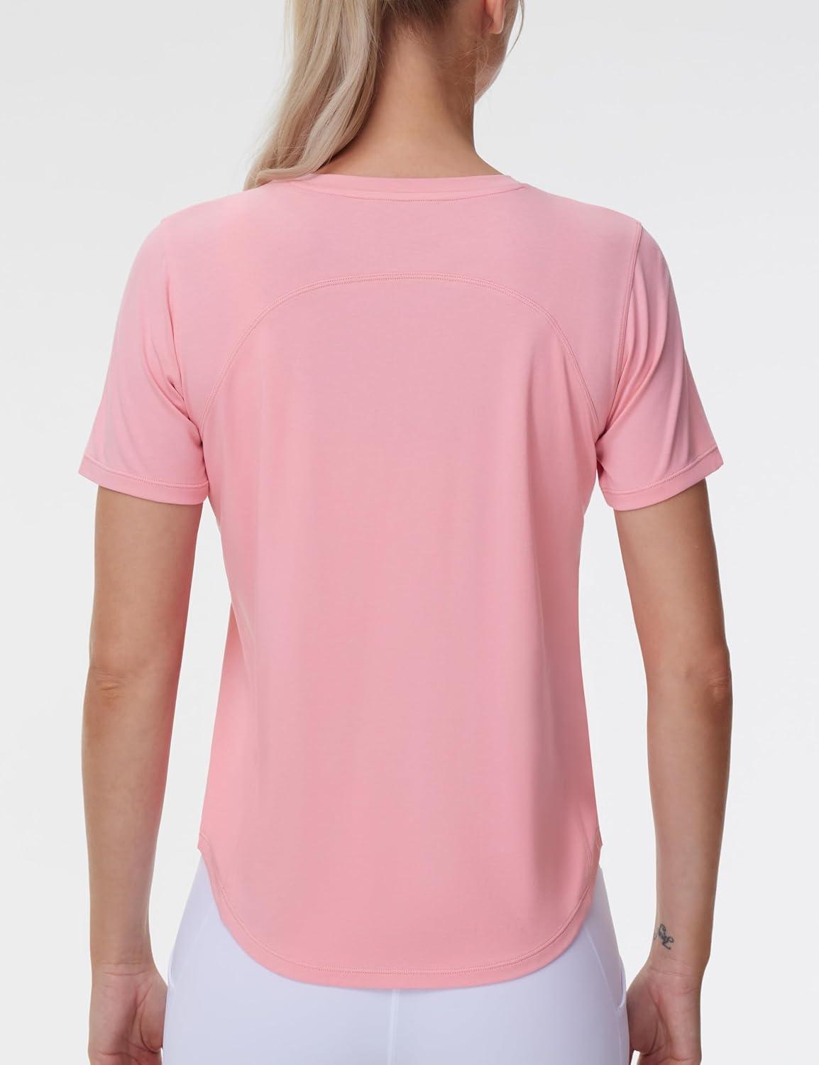 imageTHE GYM PEOPLE Womens Workout Short Sleeve Breathable TShirts Athletic Yoga Tee TopsRose Red