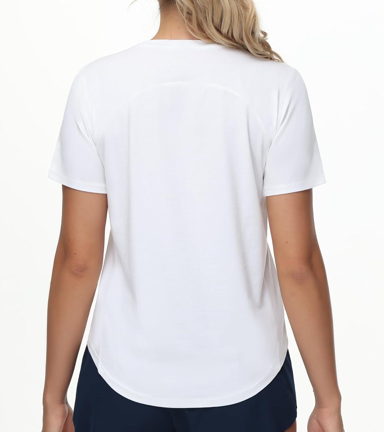 imageTHE GYM PEOPLE Womens Workout Short Sleeve Breathable TShirts Athletic Yoga Tee TopsWhite