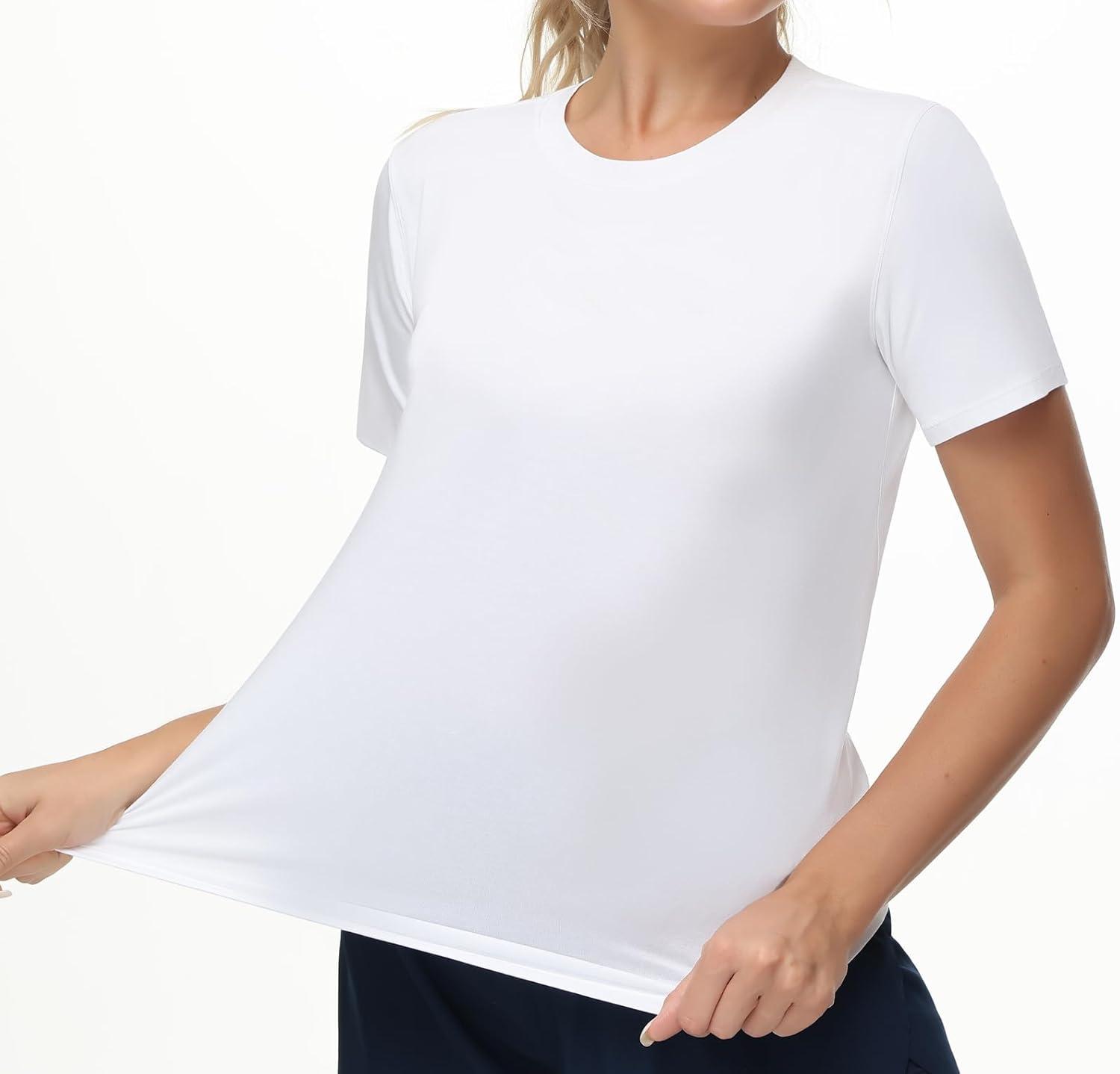 imageTHE GYM PEOPLE Womens Workout Short Sleeve Breathable TShirts Athletic Yoga Tee TopsWhite