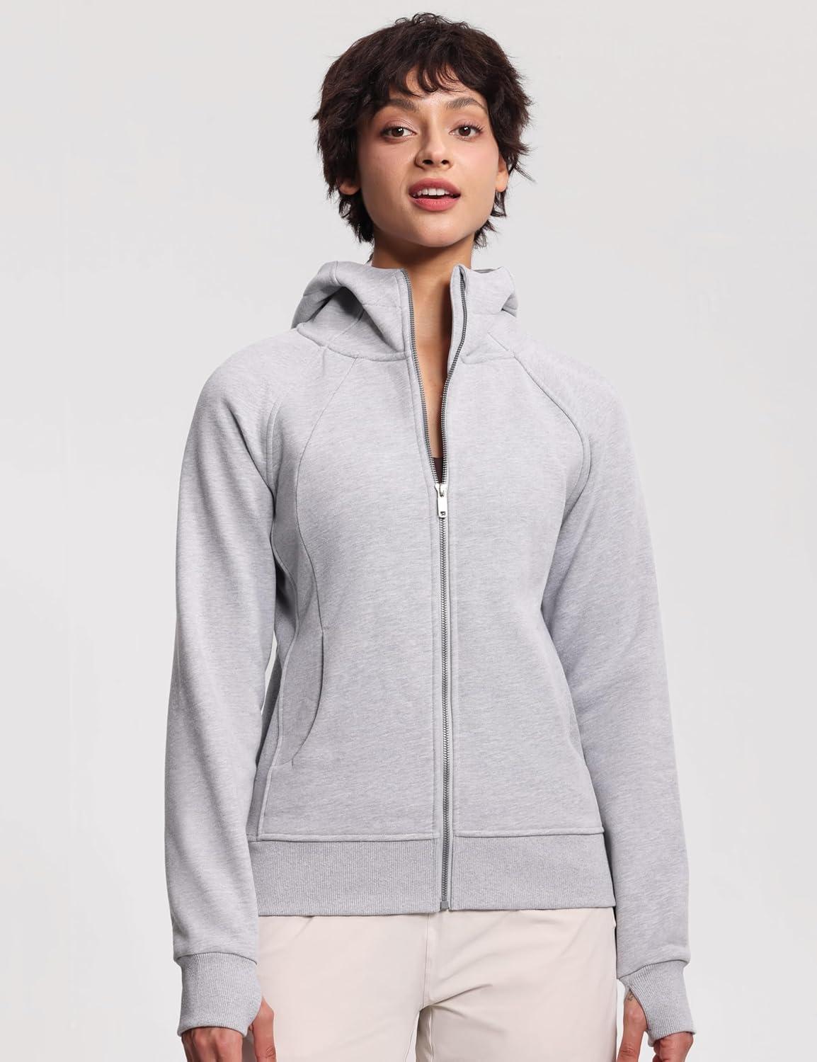 imageTHE GYM PEOPLE Womens Zip Up Hoodies Fleece Workout Jackets Sweatshirts with Pockets Thumb HoleGrey