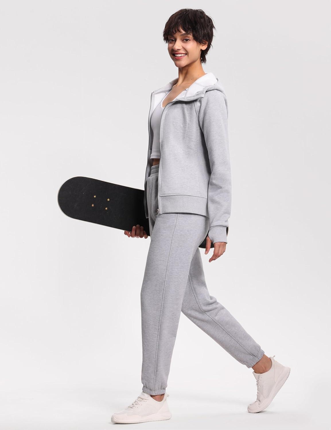 imageTHE GYM PEOPLE Womens Zip Up Hoodies Fleece Workout Jackets Sweatshirts with Pockets Thumb HoleGrey
