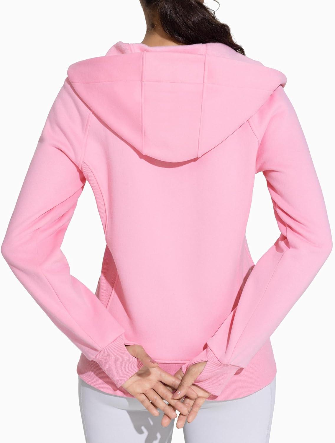 imageTHE GYM PEOPLE Womens Zip Up Hoodies Fleece Workout Jackets Sweatshirts with Pockets Thumb HolePink