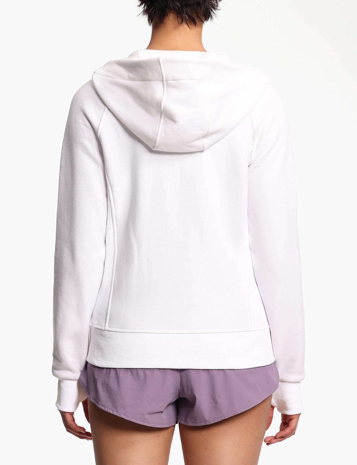 imageTHE GYM PEOPLE Womens Zip Up Hoodies Fleece Workout Jackets Sweatshirts with Pockets Thumb HoleWhite