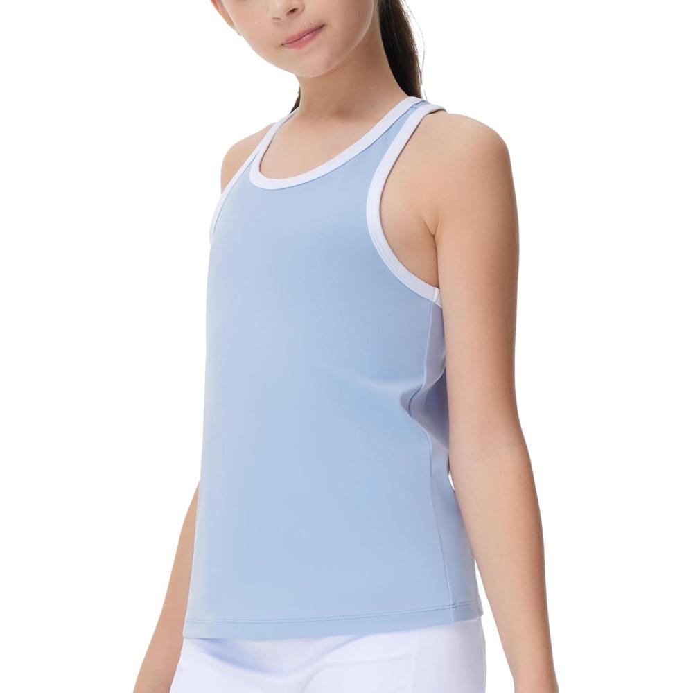 imageTHE GYM PEOPLE Girls Athletic Tank Tops Racerback Sleeveless Running Yoga Workout ShirtsSky Blue
