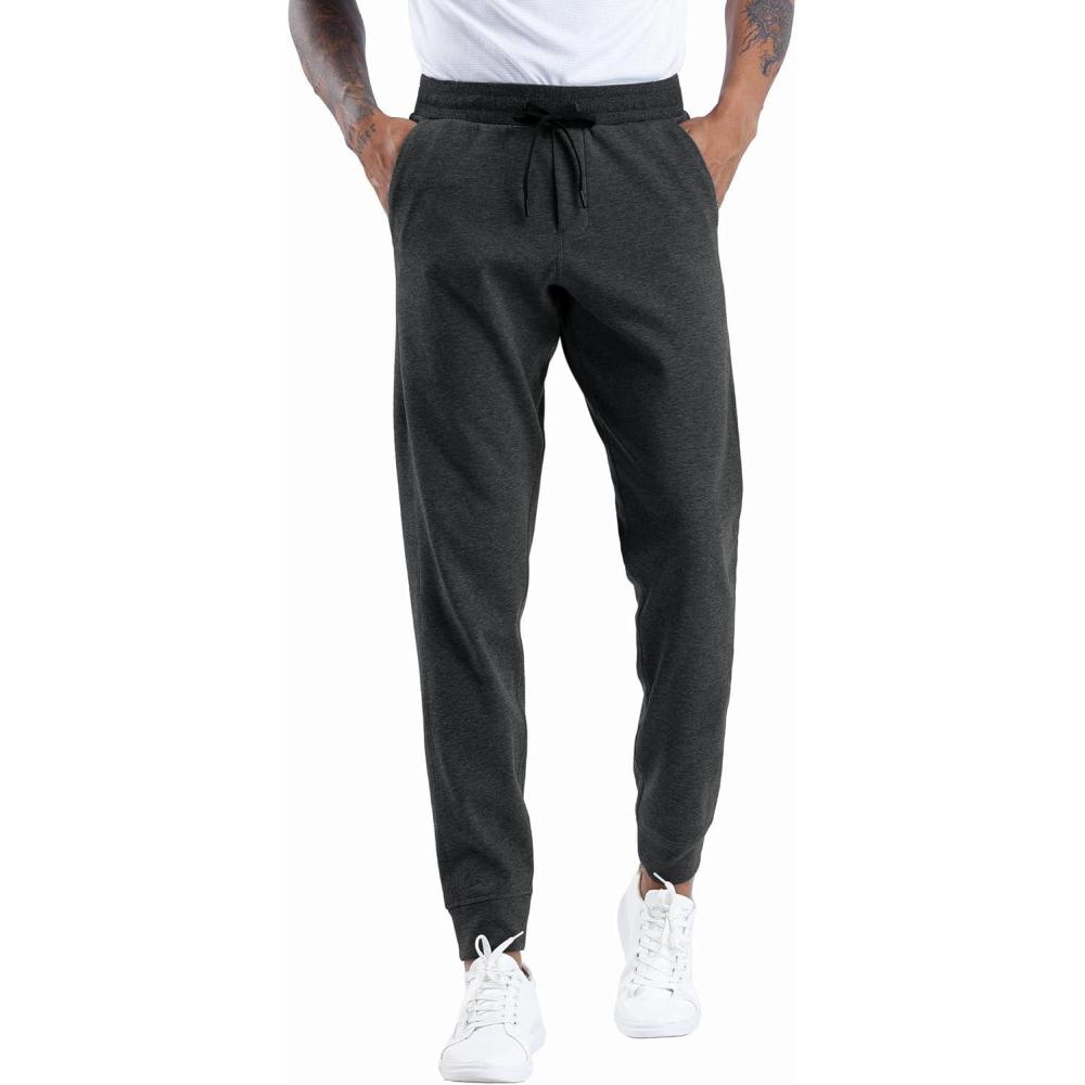 imageTHE GYM PEOPLE Mens Fleece Joggers Pants with Deep Pockets in Loosefit StyleFleece Lined Dark Grey