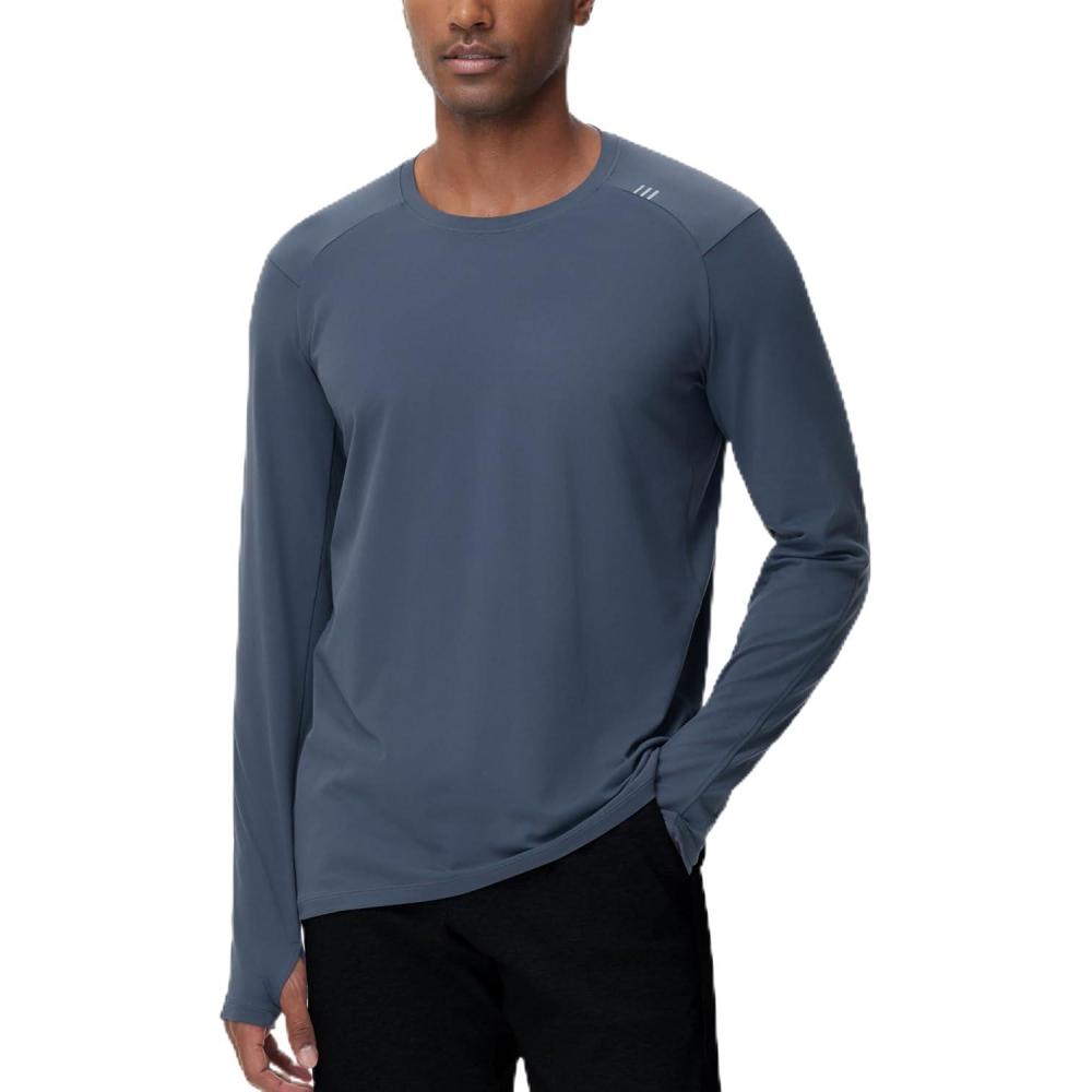 imageTHE GYM PEOPLE Mens Long Sleeve Workout Shirts Moisture Wicking Athletic Running Tee Tops with Thumb HolesCharcoal Grey