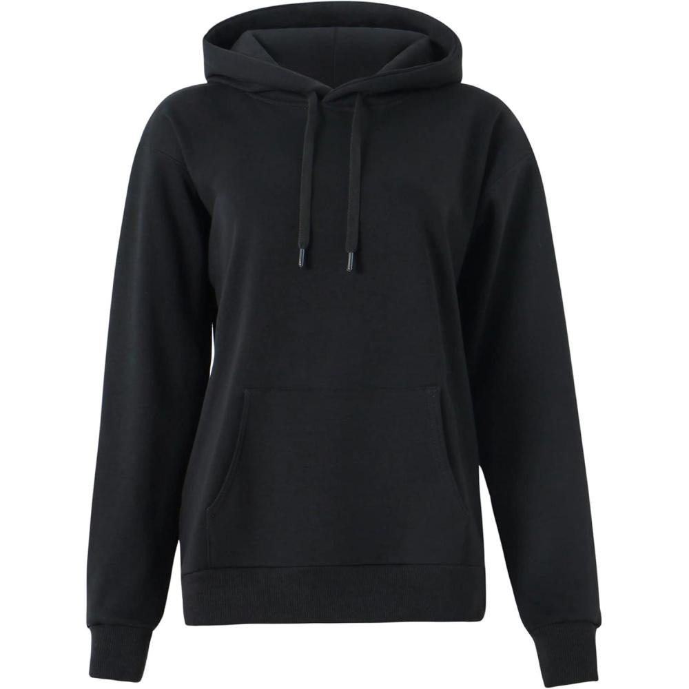 imageTHE GYM PEOPLE Womens Basic Pullover Hoodie Loose fit Ultra Soft Fleece hooded Sweatshirt With PocketsBlack