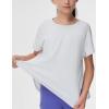 imageTHE GYM PEOPLE Girls Athletic Shirts Short Sleeve Workout Tops Kids Basic Tees with Side SlitsHeather White