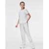 imageTHE GYM PEOPLE Girls Athletic Shirts Short Sleeve Workout Tops Kids Basic Tees with Side SlitsHeather White