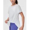 imageTHE GYM PEOPLE Girls Athletic Shirts Short Sleeve Workout Tops Kids Basic Tees with Side SlitsHeather White