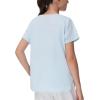 imageTHE GYM PEOPLE Girls Athletic Shirts Short Sleeve Workout Tops Kids Basic Tees with Side SlitsLight Blue