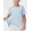 imageTHE GYM PEOPLE Girls Athletic Shirts Short Sleeve Workout Tops Kids Basic Tees with Side SlitsLight Blue