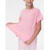 imageTHE GYM PEOPLE Girls Athletic Shirts Short Sleeve Workout Tops Kids Basic Tees with Side SlitsPink