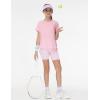imageTHE GYM PEOPLE Girls Athletic Shirts Short Sleeve Workout Tops Kids Basic Tees with Side SlitsPink
