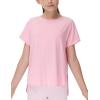 imageTHE GYM PEOPLE Girls Athletic Shirts Short Sleeve Workout Tops Kids Basic Tees with Side SlitsPink