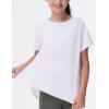 imageTHE GYM PEOPLE Girls Athletic Shirts Short Sleeve Workout Tops Kids Basic Tees with Side SlitsWhite