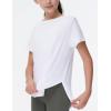imageTHE GYM PEOPLE Girls Athletic Shirts Short Sleeve Workout Tops Kids Basic Tees with Side SlitsWhite