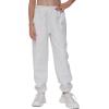 imageTHE GYM PEOPLE Girls Fleece Tapered Workout Sweatpants Warm Soft Athletic Joggers Pants with PocketsHeather White