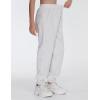 imageTHE GYM PEOPLE Girls Fleece Tapered Workout Sweatpants Warm Soft Athletic Joggers Pants with PocketsHeather White