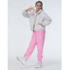 imageTHE GYM PEOPLE Girls Fleece Tapered Workout Sweatpants Warm Soft Athletic Joggers Pants with PocketsPink