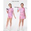 imageTHE GYM PEOPLE Girls Pleated Tennis Skirts 2 in 1 Kids Athletic Running Golf Skorts with Shorts PocketsColorful Pink