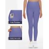 imageTHE GYM PEOPLE Girls Workout Leggings Kids High Waist Stretch Athletic Dance Yoga Pants with PocketsBright Purple