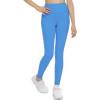 imageTHE GYM PEOPLE Girls Workout Leggings Kids High Waist Stretch Athletic Dance Yoga Pants with PocketsSea Blue