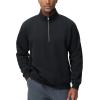 imageTHE GYM PEOPLE Mens Half Zip Fleece Pullover Sweatshirts Midweight Mock Neck Workout Sweat TopsBlack