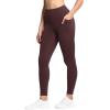 imageTHE GYM PEOPLE Tummy Control Workout Leggings with Pockets High Waist Athletic Yoga Pants for Women Running FitnessDark Red