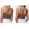 imageTHE GYM PEOPLE Womens Adjustable Longline Sports Bras Scoop Neck Padded Wireless Workout Yoga TopsBean Brown