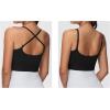 imageTHE GYM PEOPLE Womens Adjustable Longline Sports Bras Scoop Neck Padded Wireless Workout Yoga TopsBlack