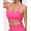 imageTHE GYM PEOPLE Womens Adjustable Longline Sports Bras Scoop Neck Padded Wireless Workout Yoga TopsBright Pink