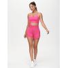 imageTHE GYM PEOPLE Womens Adjustable Longline Sports Bras Scoop Neck Padded Wireless Workout Yoga TopsBright Pink