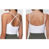imageTHE GYM PEOPLE Womens Adjustable Longline Sports Bras Scoop Neck Padded Wireless Workout Yoga TopsWhite
