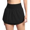 imageTHE GYM PEOPLE Womens Athletic Shorts Elastic Waisted Quick Dry Ruffle Tennis Workout Skorts with Mesh Liner Zip PocketsBlack