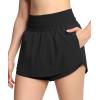 imageTHE GYM PEOPLE Womens Athletic Shorts Elastic Waisted Quick Dry Ruffle Tennis Workout Skorts with Mesh Liner Zip PocketsBlack