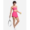imageTHE GYM PEOPLE Womens Athletic Shorts Elastic Waisted Quick Dry Ruffle Tennis Workout Skorts with Mesh Liner Zip PocketsBright Pink